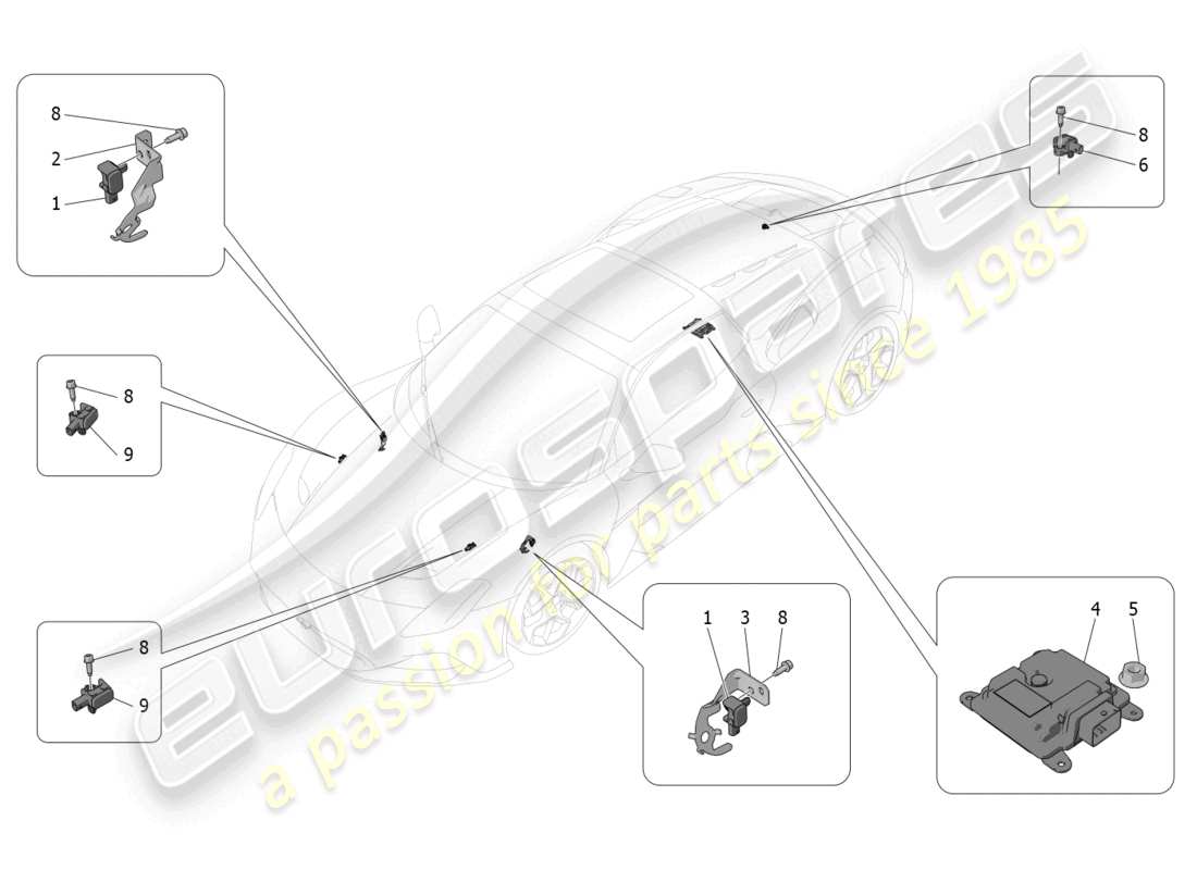 maserati mc20 cielo (2023) diagrama de piezas de control electrónico (suspensión)