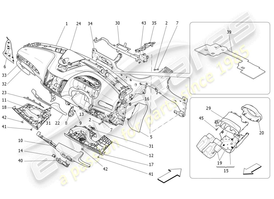 maserati levante (2017) unidad de tablero diagrama de piezas