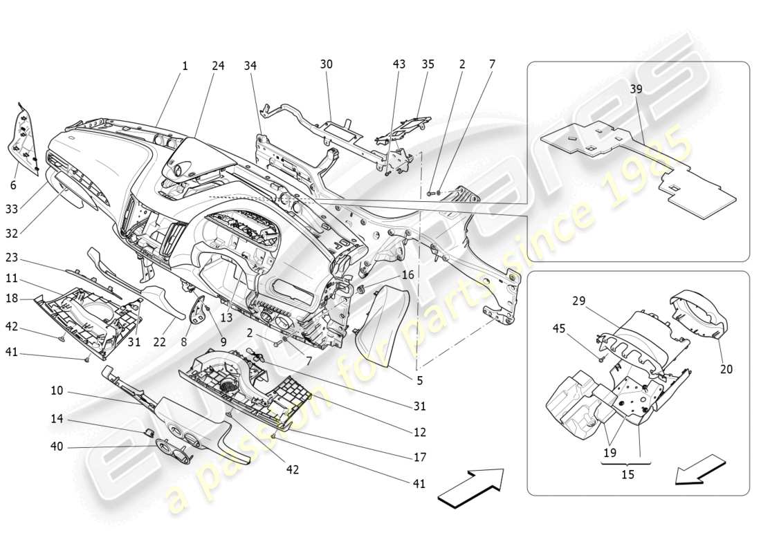 maserati levante trofeo (2020) diagrama de piezas de la unidad del tablero