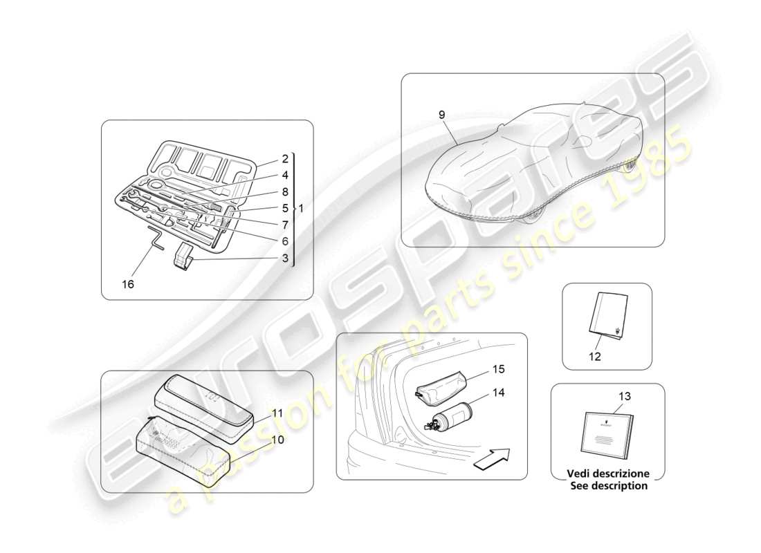 maserati grancabrio mc (2013) diagrama de piezas estándar proporcionado