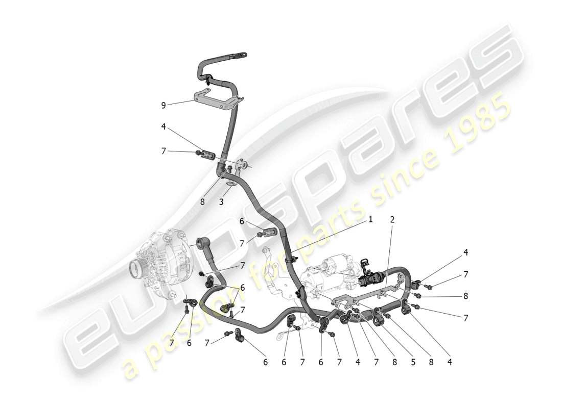 maserati mc20 cielo (2023) diagrama de piezas de cableado principal