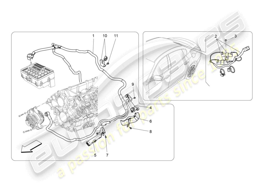 maserati levante modena s (2022) diagrama de piezas de cableado principal