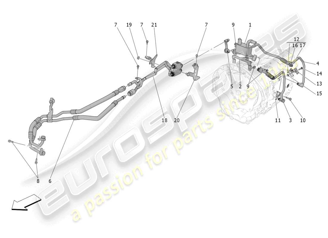 maserati grecale trofeo (2023) lubricación y refrigeración del aceite de la caja de cambios diagrama de piezas
