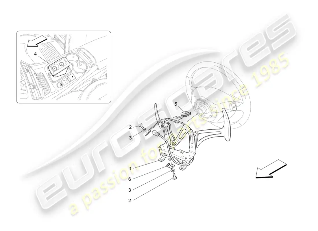 maserati granturismo (2009) controles del conductor para la caja de cambios f1 diagrama de piezas