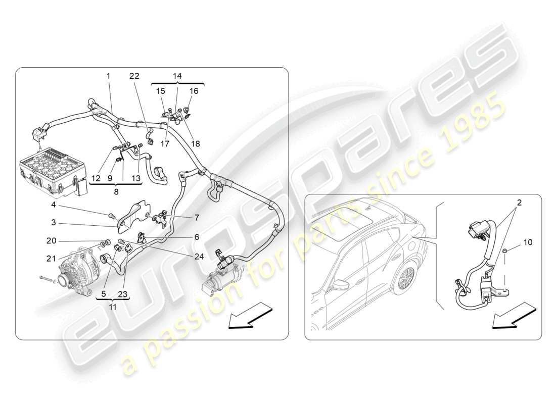 maserati levante (2017) cableado principal diagrama de piezas