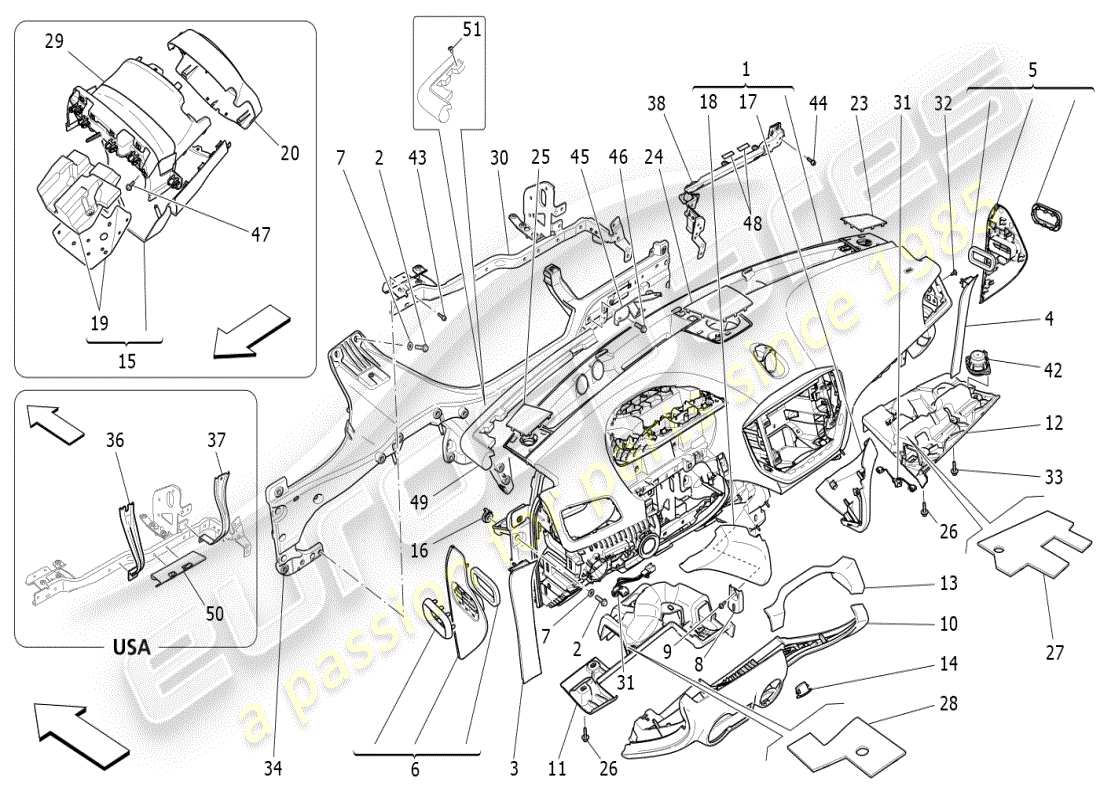 maserati ghibli (2019) unidad de tablero diagrama de piezas