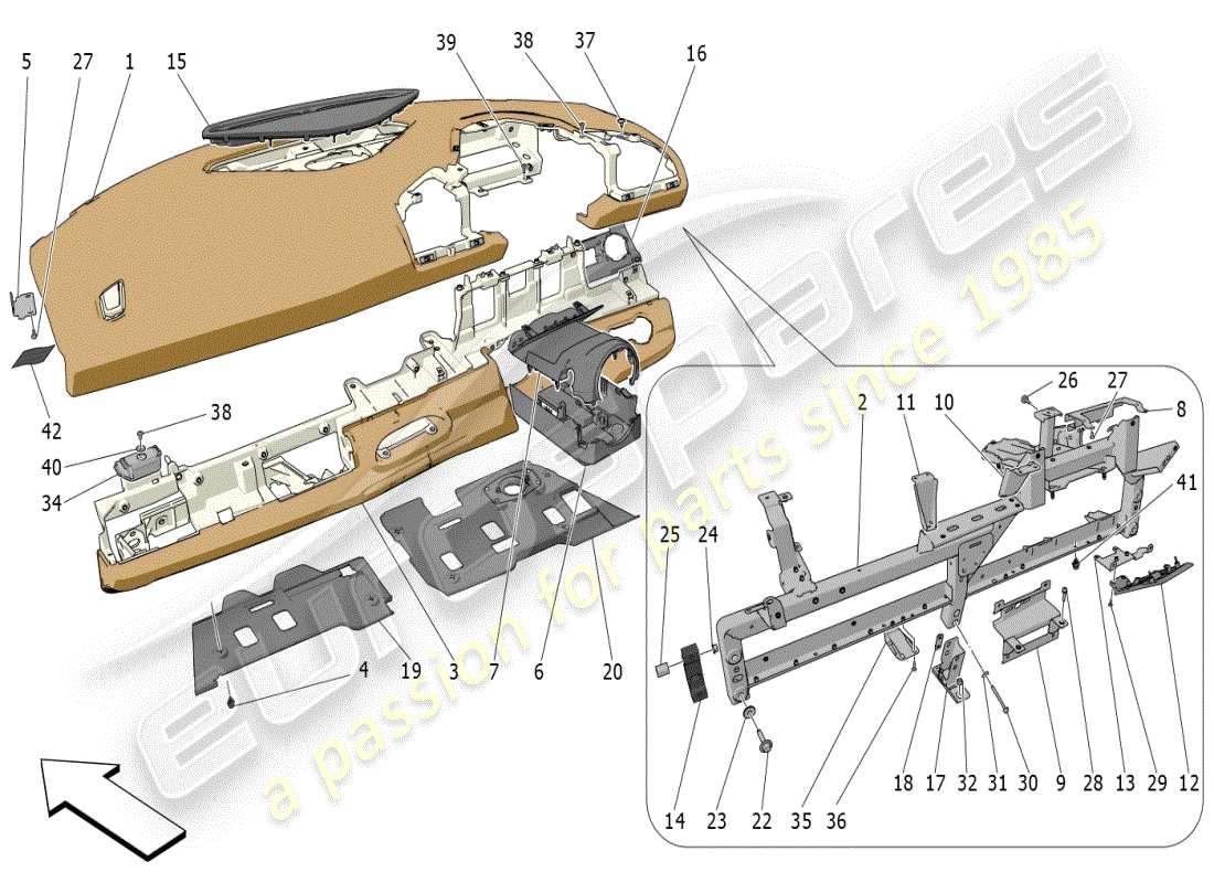 maserati mc20 (2024) unidad de tablero diagrama de piezas