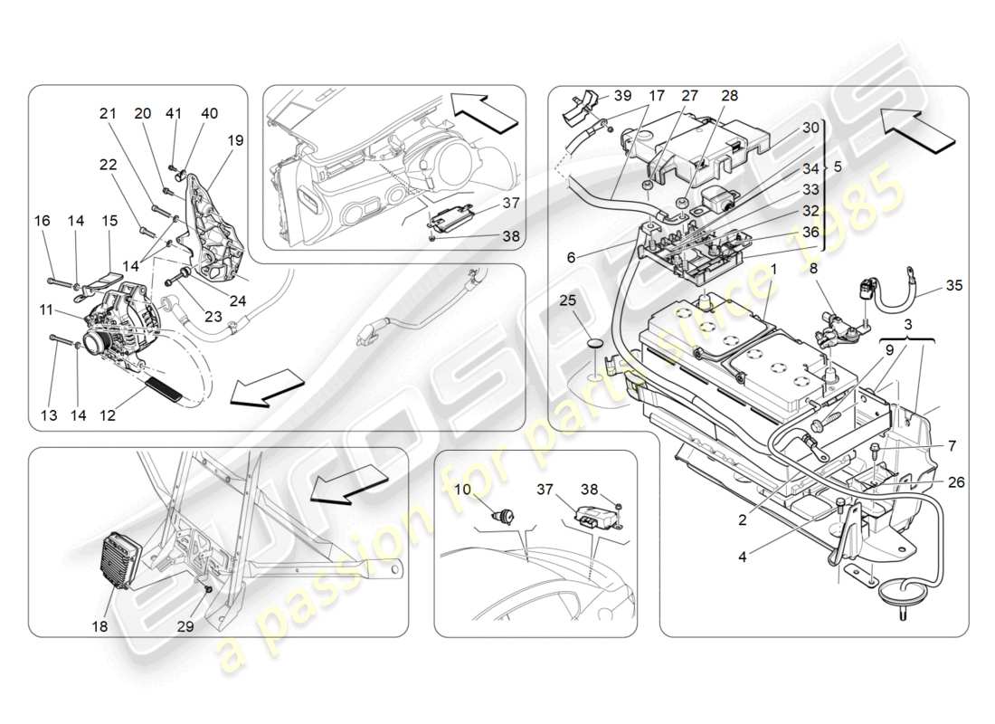 maserati quattroporte (2018) diagrama de partes de generación y acumulación de energía