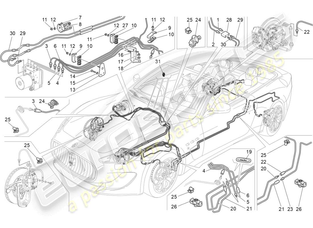 maserati grancabrio mc (2013) diagrama de partes de líneas