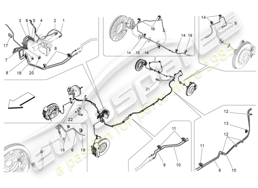 maserati levante (2020) líneas diagrama de piezas