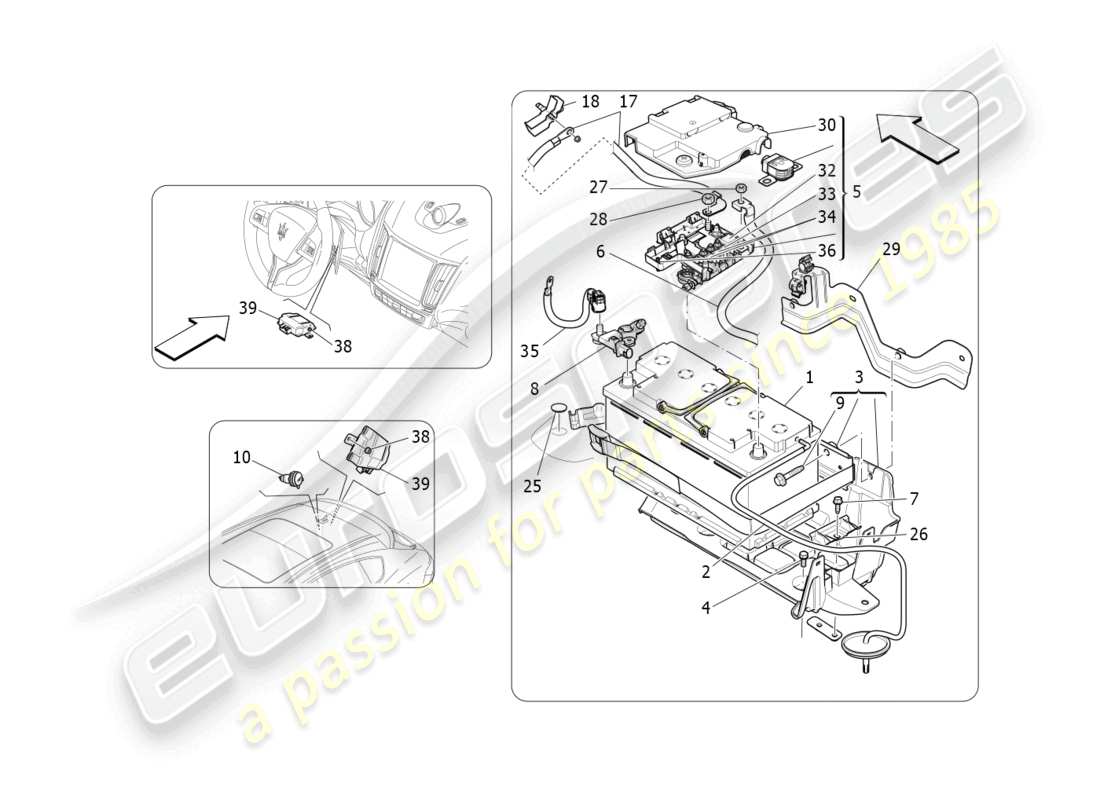 maserati levante gt (2022) diagrama de partes de generación y acumulación de energía