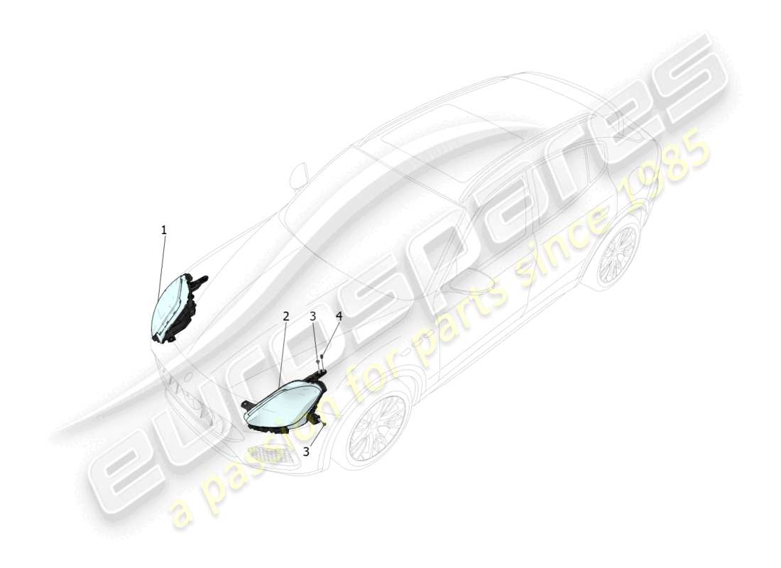 maserati grecale trofeo (2023) diagrama de piezas de los grupos de faros