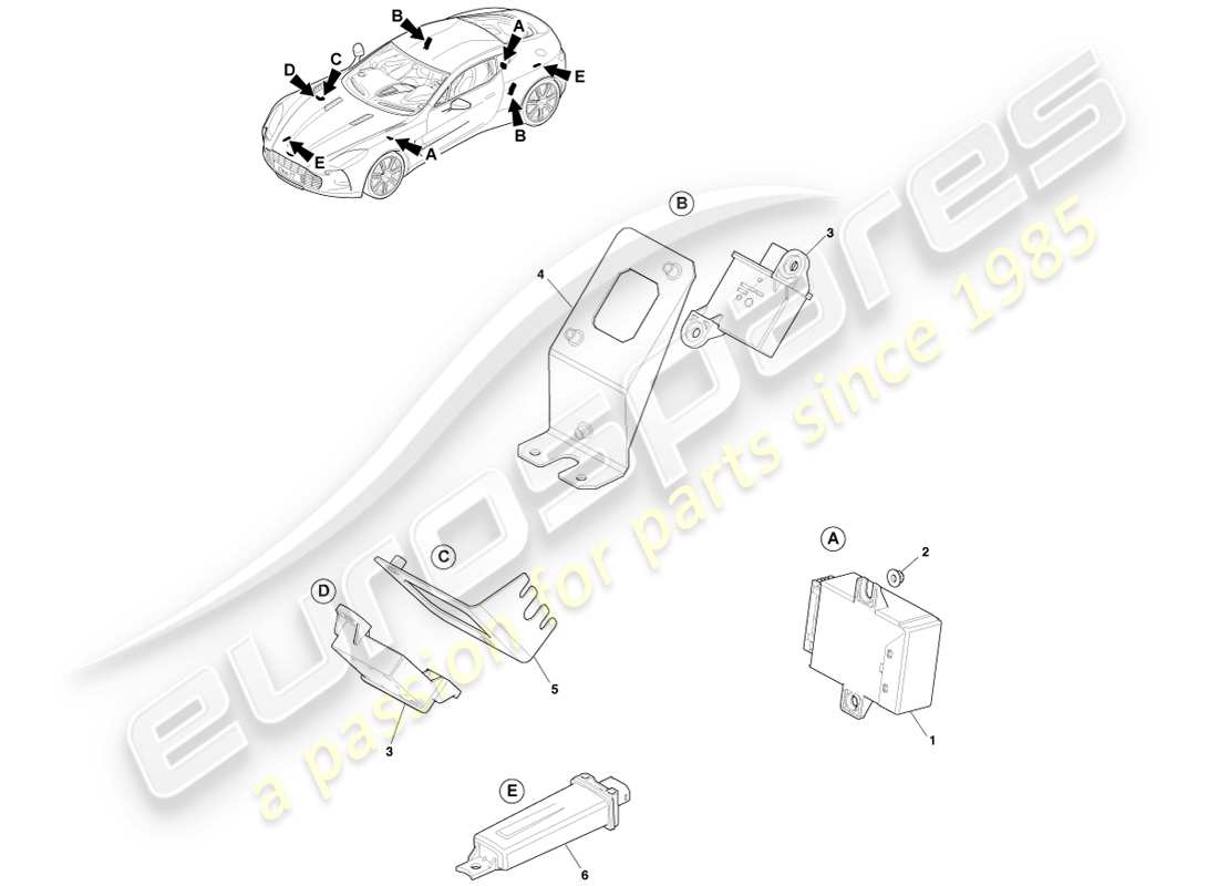 aston martin one-77 (2011) módulo de presión de neumáticos diagrama de piezas