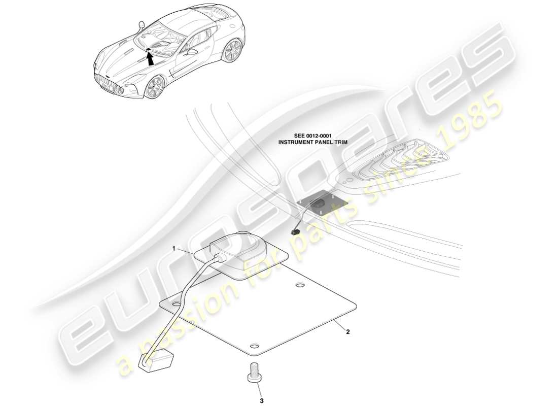aston martin one-77 (2011) antena gps diagrama de piezas