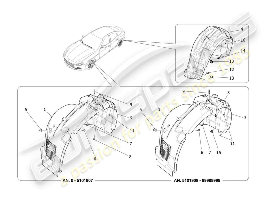 maserati ghibli (2014) diagrama de piezas de la timonera y las tapas