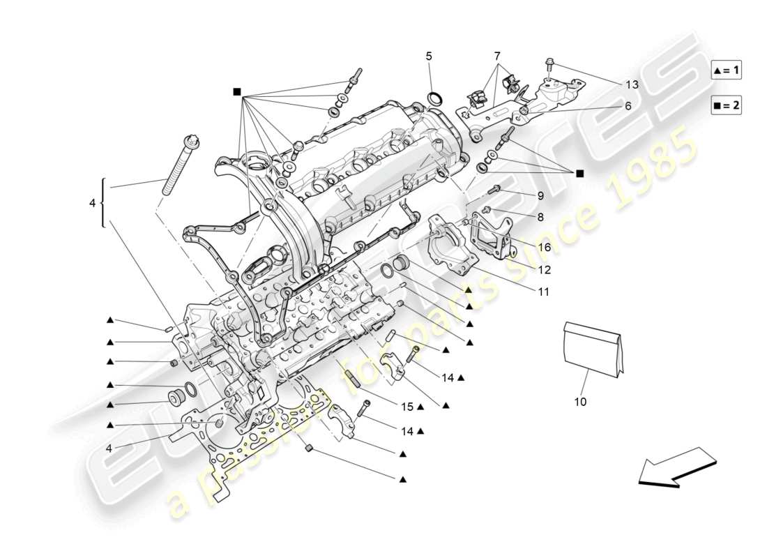 maserati ghibli (2014) diagrama de piezas de la culata izquierda