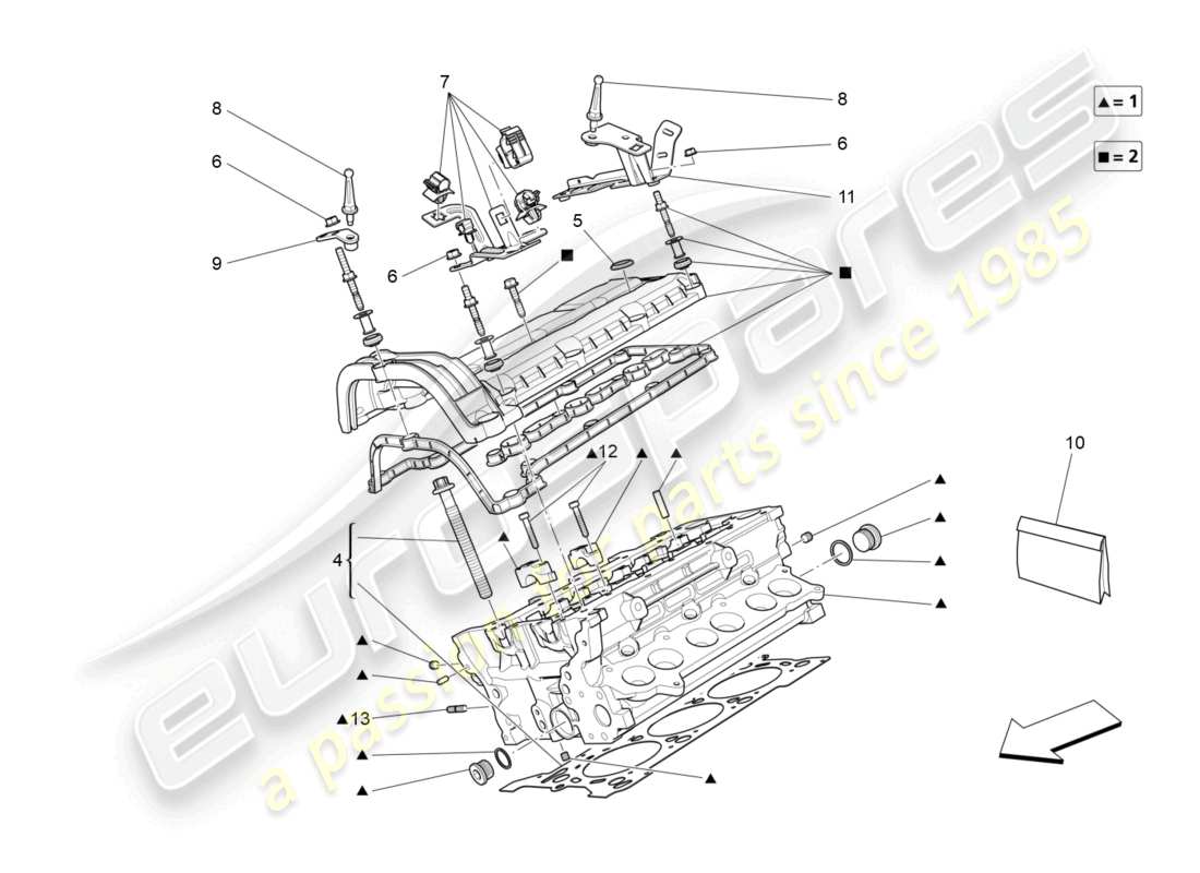 maserati ghibli (2014) diagrama de piezas de la culata derecha