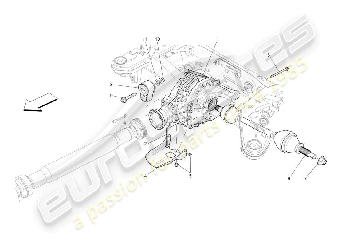 maserati ghibli (2014) diagrama de piezas del diferencial y del eje trasero