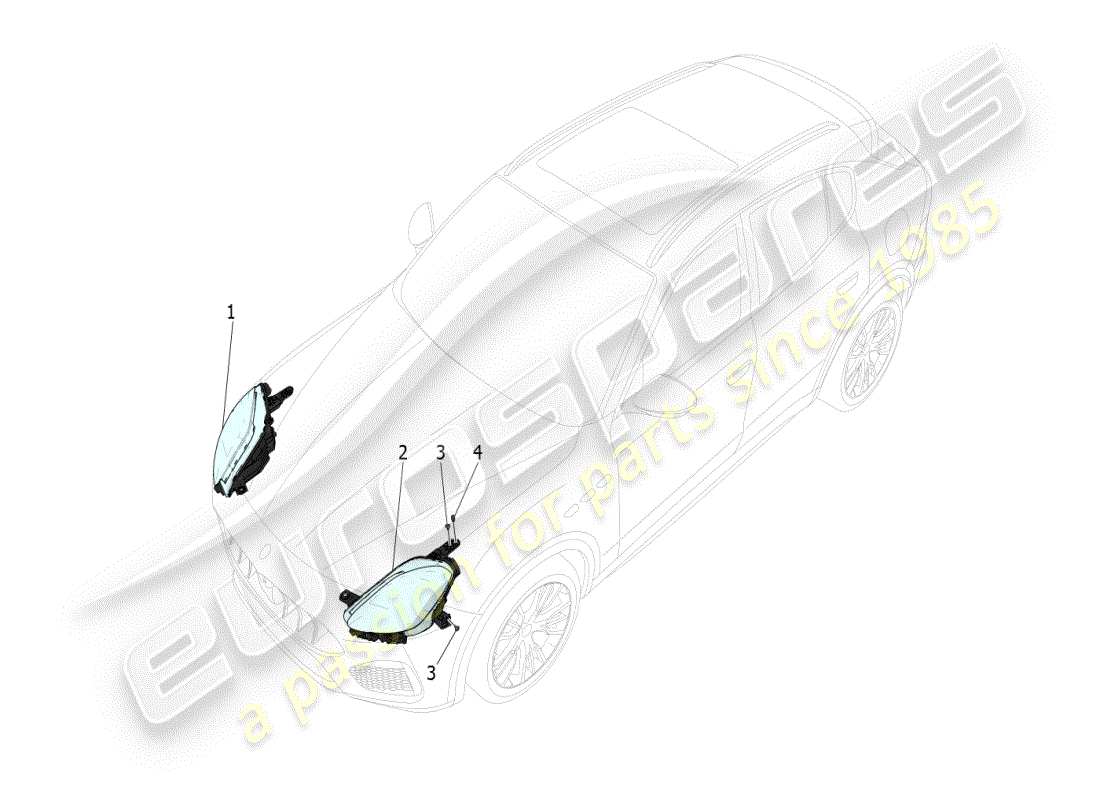 maserati grecale modena (2023) grupos de faros diagrama de piezas