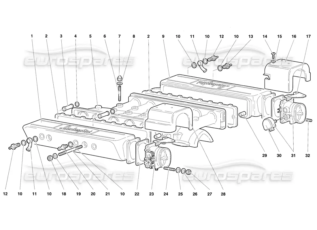 lamborghini diablo se30 (1995) colector de admisión diagrama de piezas