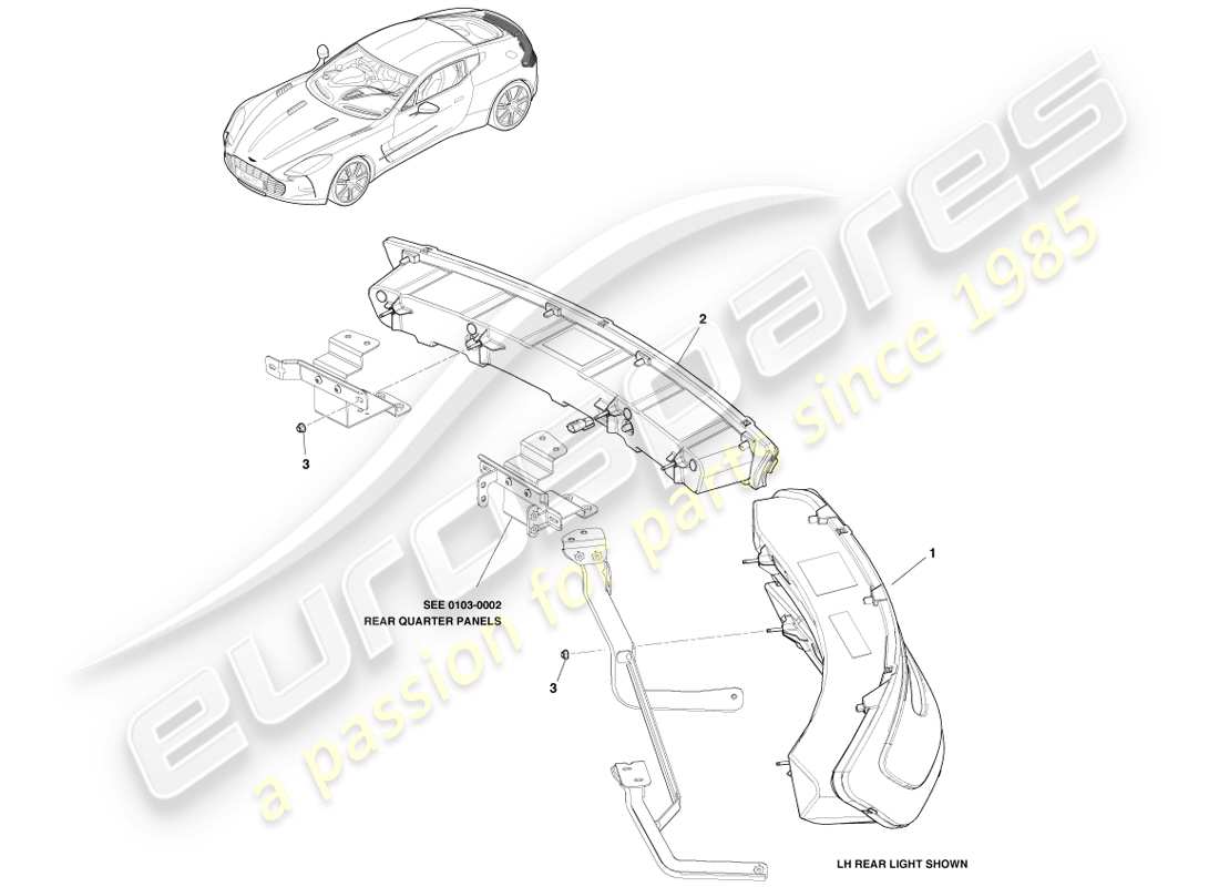 aston martin one-77 (2011) diagrama de piezas de las luces traseras
