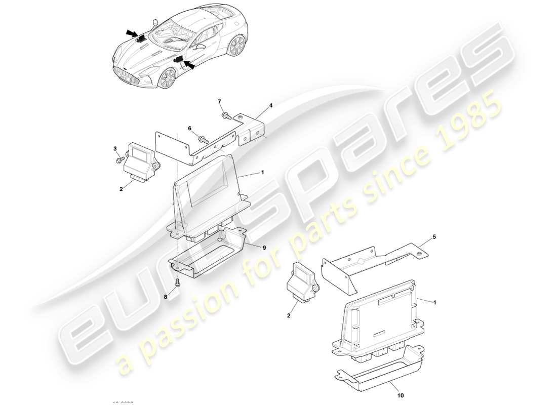 aston martin one-77 (2011) asamblea de la ecu diagrama de piezas