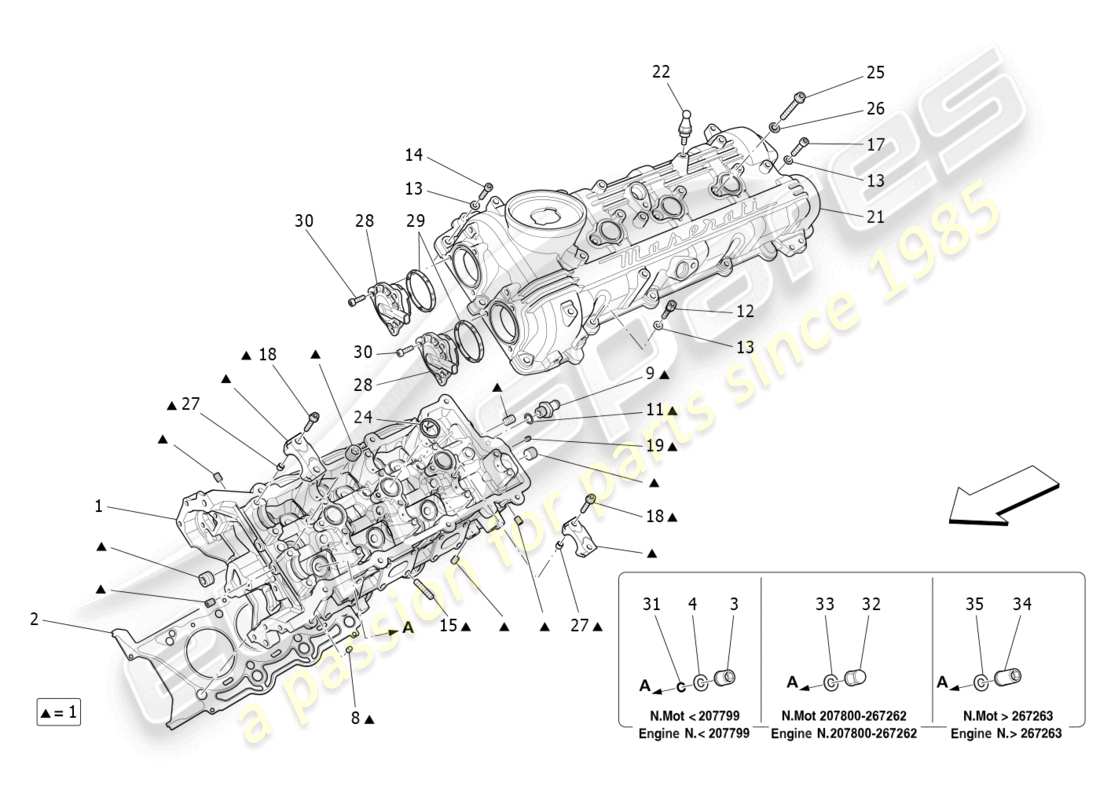 maserati ghibli (2017) diagrama de piezas de la culata izquierda