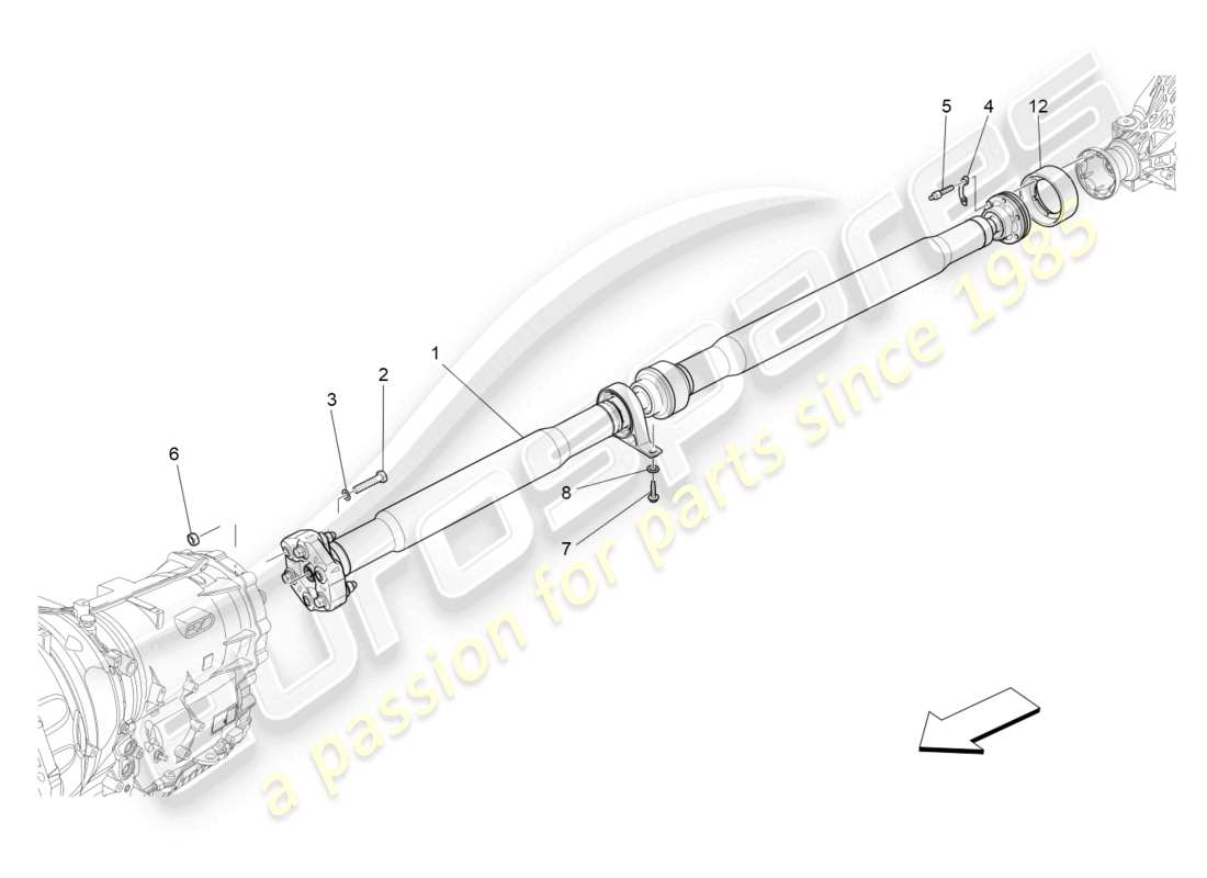 maserati quattroporte (2018) diagrama de piezas del eje de transmisión