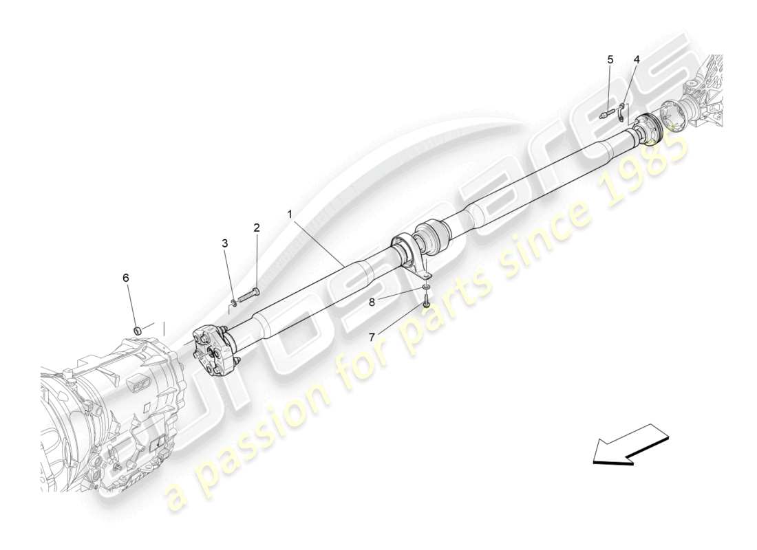 maserati quattroporte (2018) diagrama de piezas del eje de transmisión