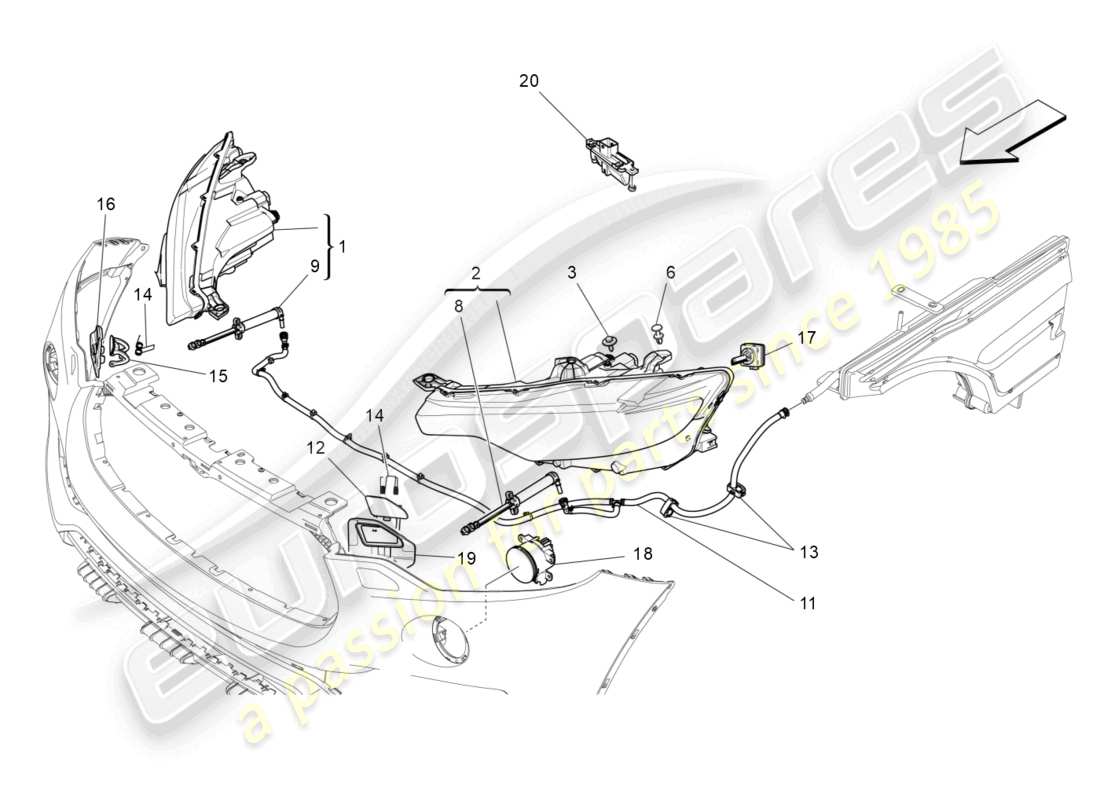 maserati levante (2020) grupos de faros diagrama de piezas
