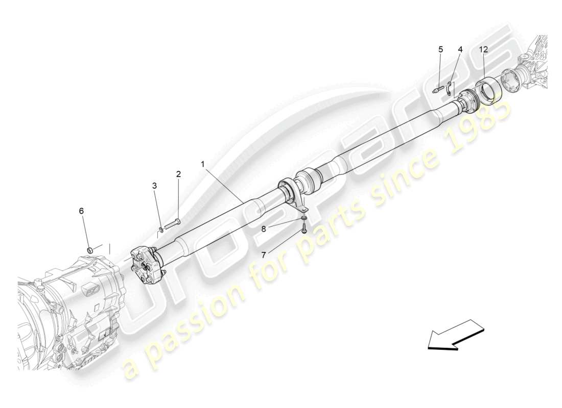 maserati ghibli (2014) diagrama de piezas del eje de transmisión