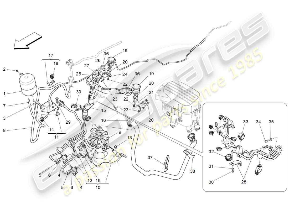 maserati levante modena s (2022) diagrama de piezas del sistema de aire adicional