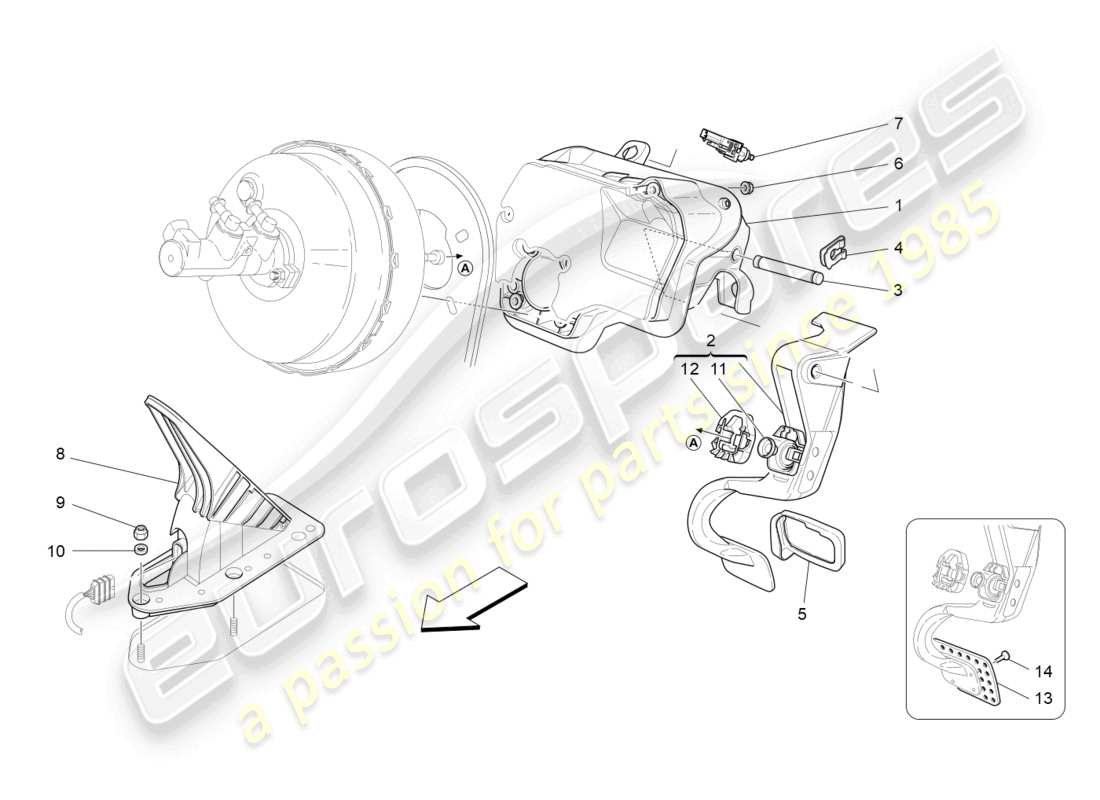 maserati grancabrio mc (2013) diagrama de piezas completo de la unidad de pedalera