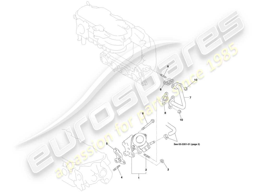 aston martin cygnet (2012) diagrama de piezas del sistema de recirculación de gases de escape