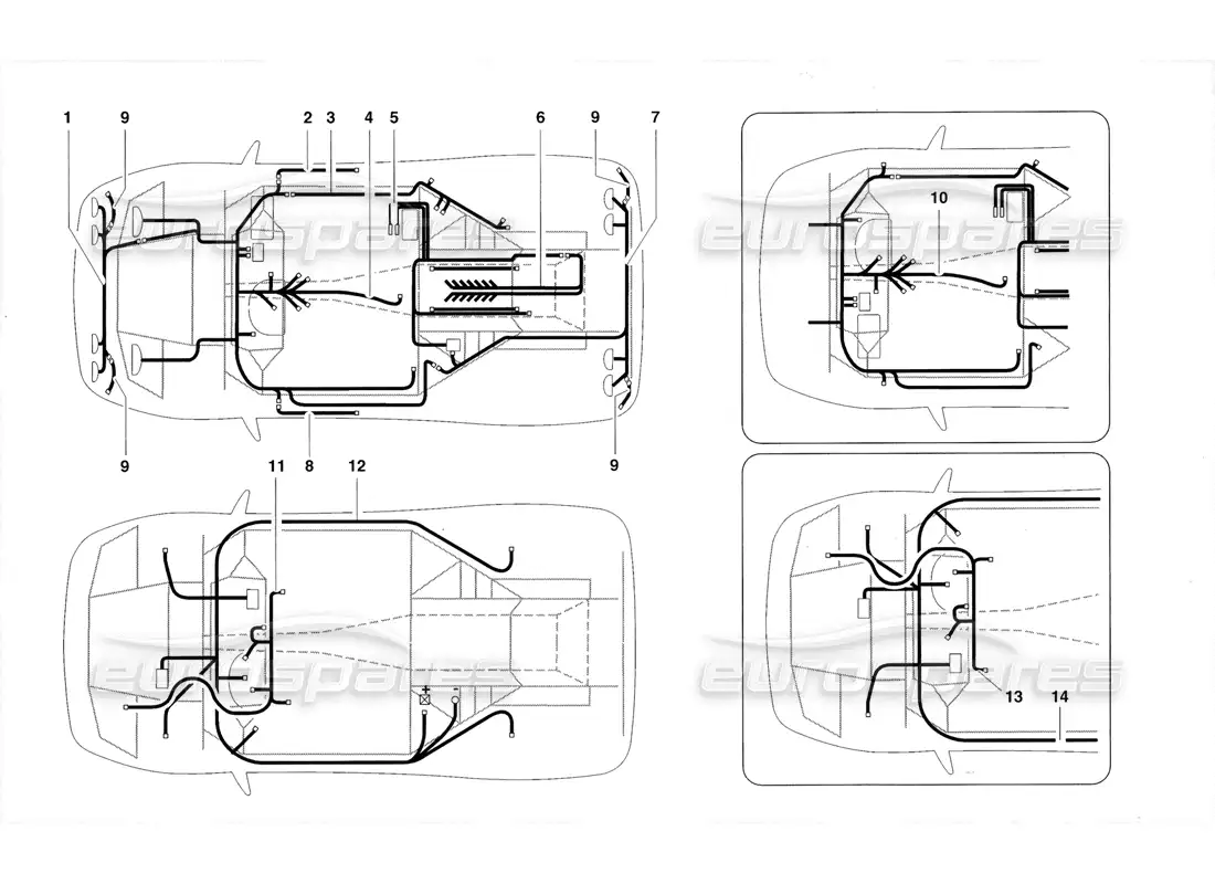 lamborghini diablo roadster (1998) sistema eléctrico diagrama de piezas