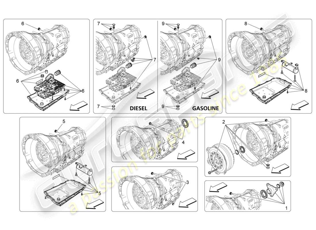 maserati ghibli fragment (2022) carcasas de caja de cambios diagrama de piezas