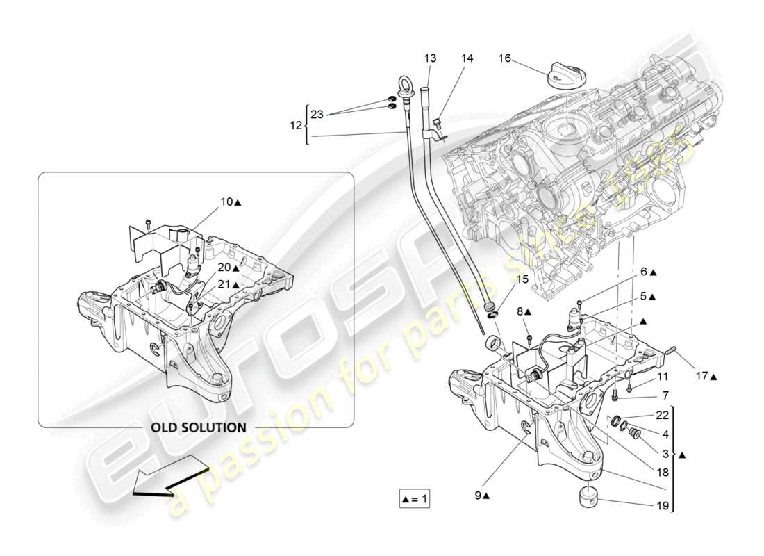 maserati ghibli fragment (2022) sistema de lubricación: diagrama de piezas del circuito y de la colección