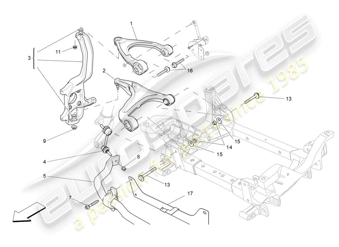 maserati levante (2020) suspensión delantera diagrama de piezas