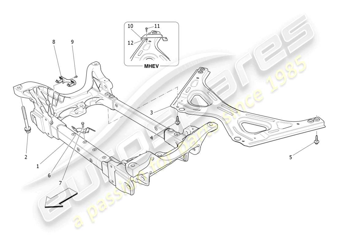 maserati ghibli (2017) diagrama de piezas del chasis delantero