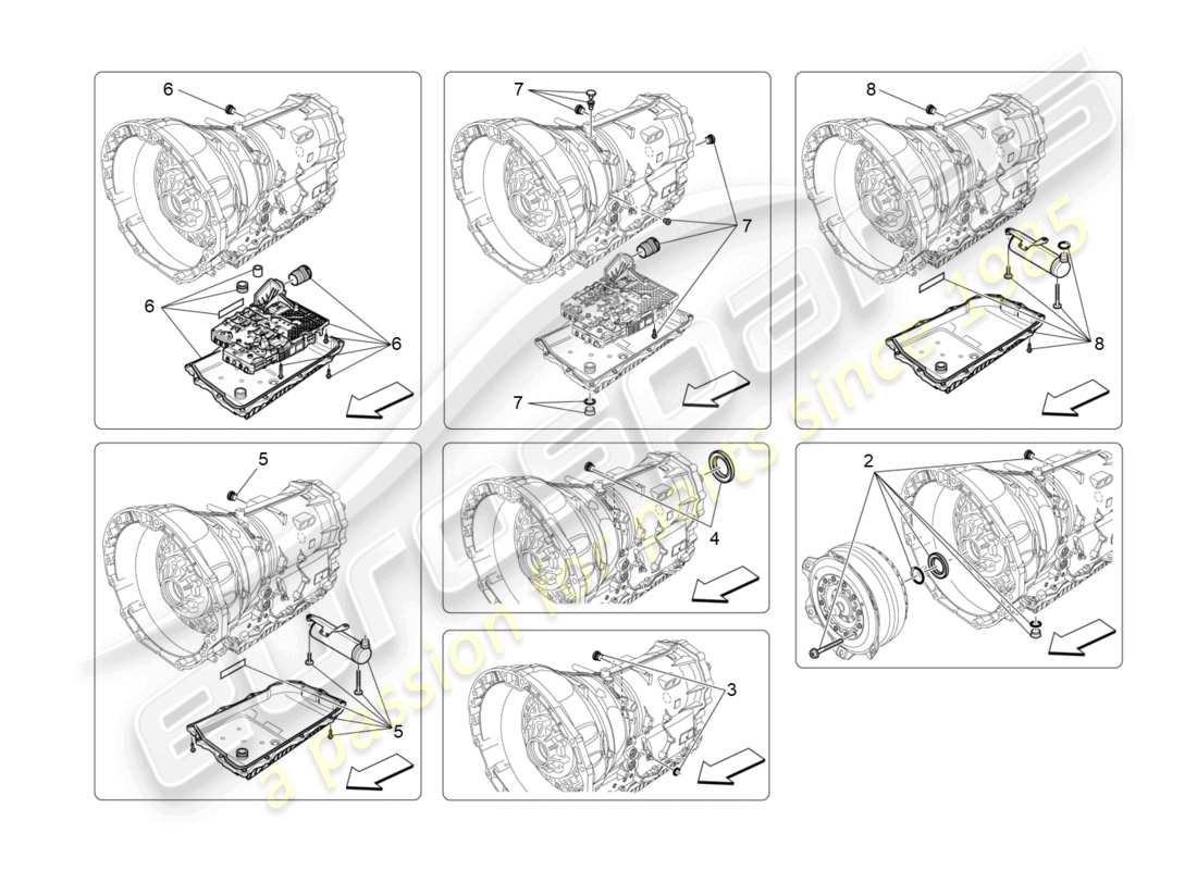 maserati levante modena s (2022) diagrama de piezas de las carcasas de la caja de cambios