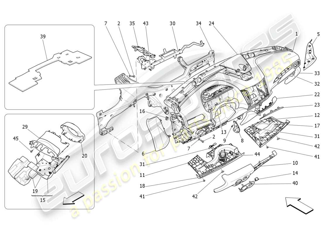 maserati levante modena s (2022) diagrama de piezas de la unidad del tablero