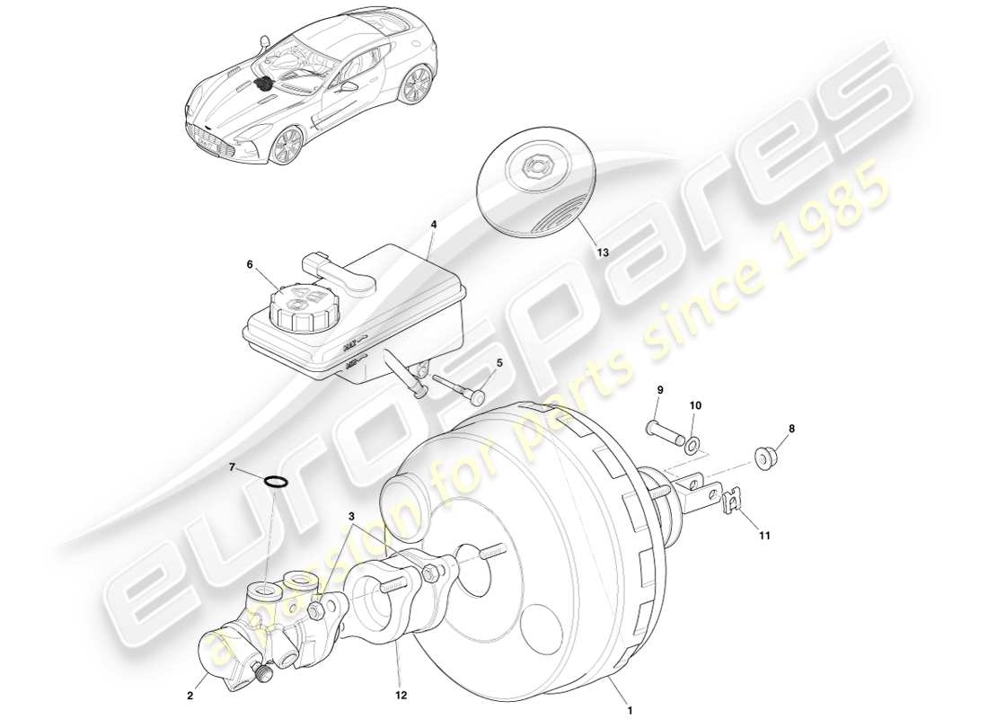 aston martin one-77 (2011) conjunto de freno de potencia diagrama de piezas