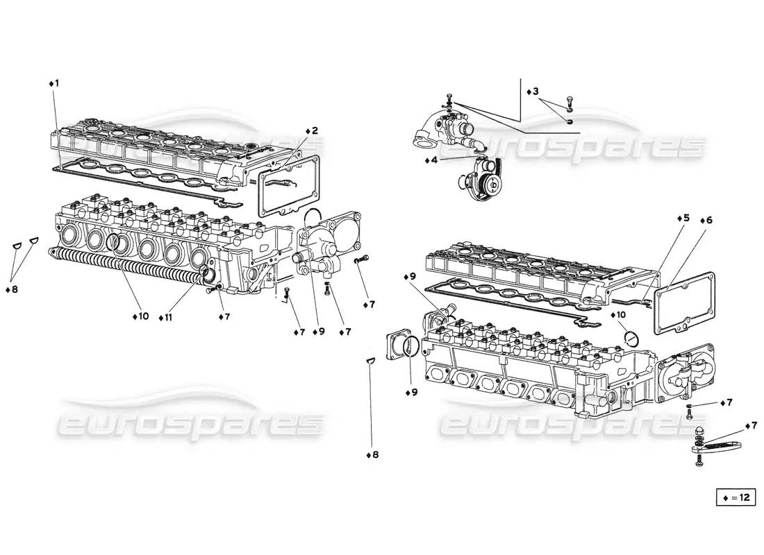 lamborghini diablo 6.0 (2001) juego de juntas de tapa diagrama de piezas