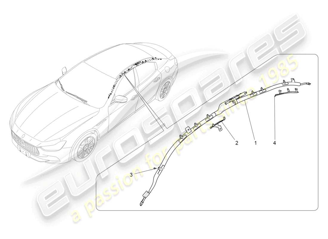 maserati ghibli fragment (2022) diagrama de piezas del sistema de bolsa de ventana