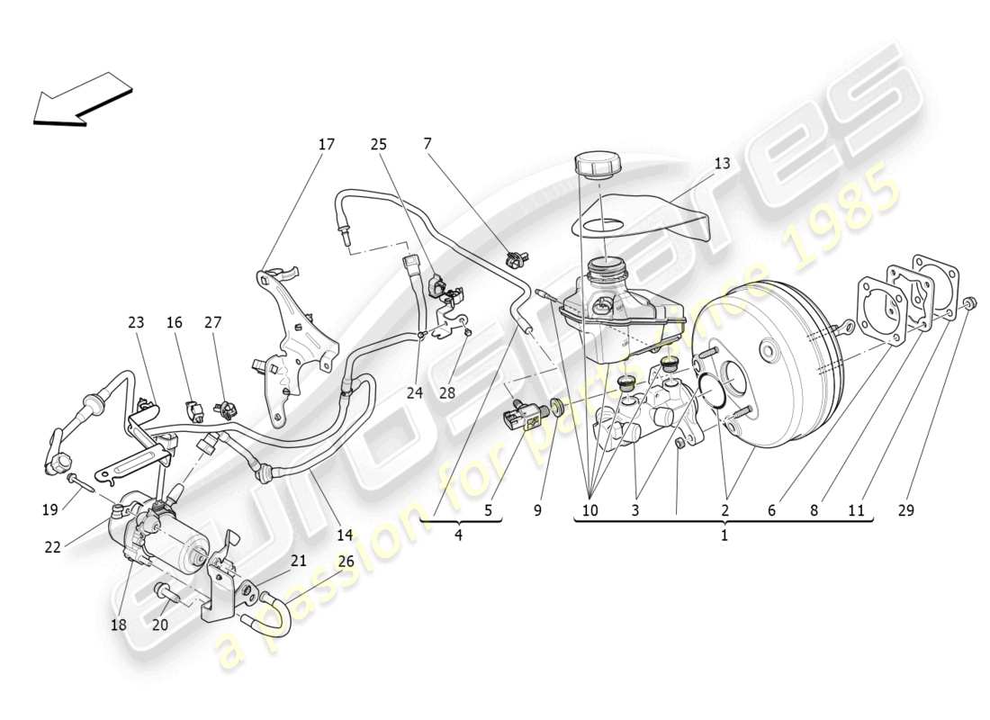 maserati ghibli fragment (2022) diagrama de piezas del servosistema de freno