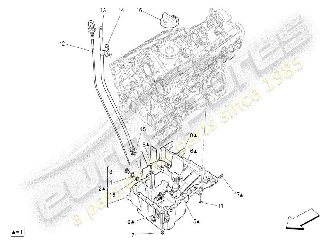 maserati ghibli (2021) sistema de lubricación: diagrama de piezas del circuito y de la colección