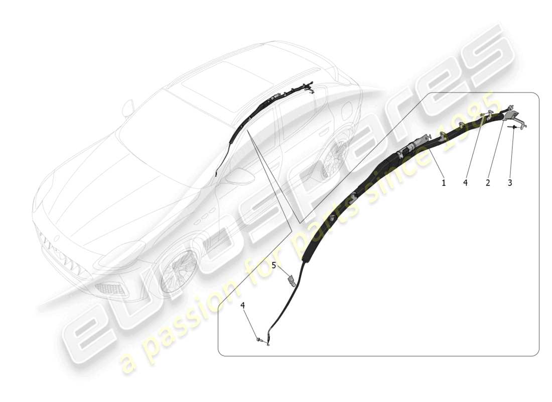 maserati grecale trofeo (2023) sistema de bolsa de ventana diagrama de piezas