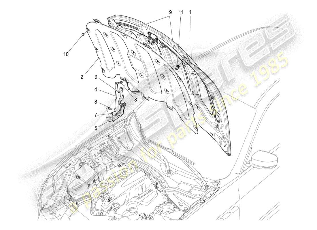 maserati ghibli (2019) tapa delantera diagrama de piezas