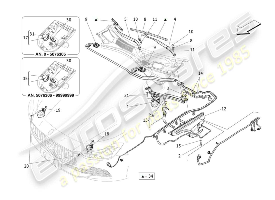 maserati ghibli fragment (2022) diagrama de piezas de dispositivos externos del vehículo