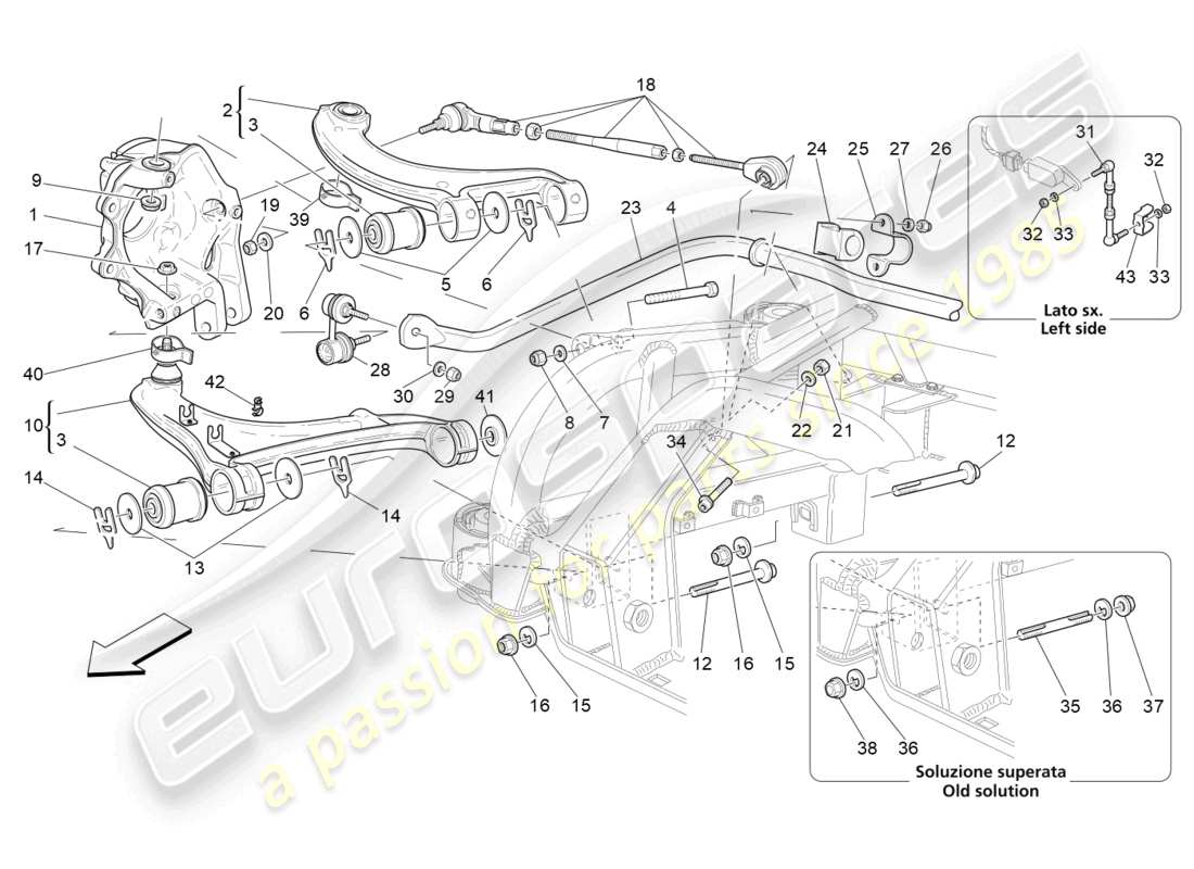 maserati granturismo mc stradale (2011) diagrama de piezas de la suspensión trasera